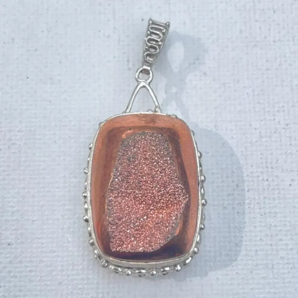 Vintage Sterling Silver Druzy Pendant